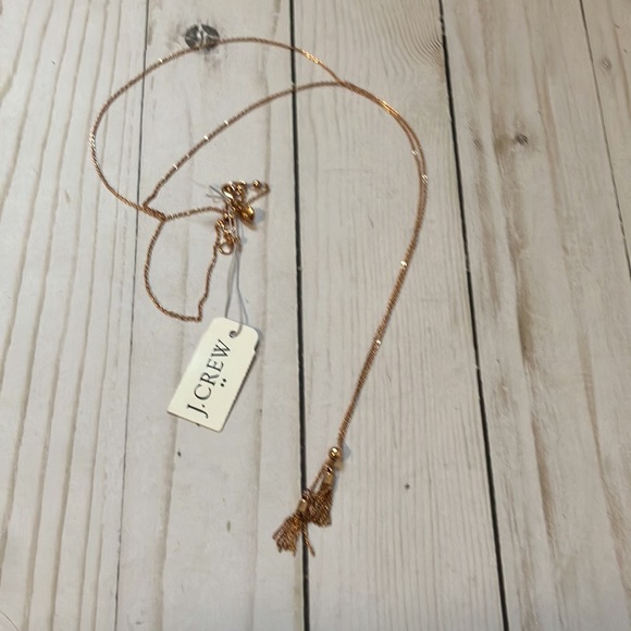 J. Crew Jewelry - J Crew rose gold delicate double tassel pendant long chain necklace NWT